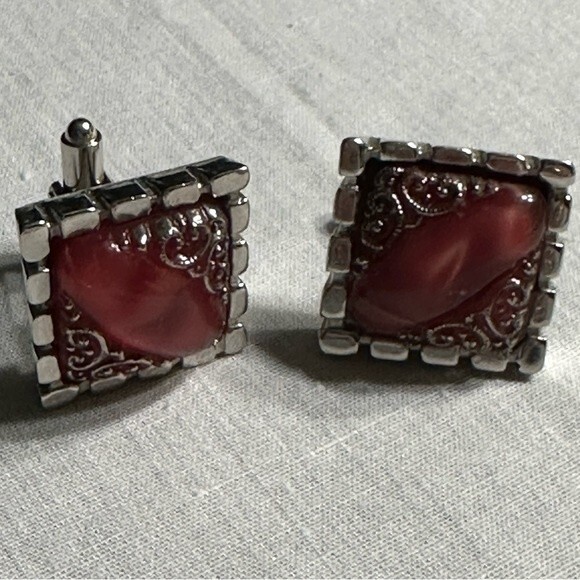 Vintage Men’s Western Silver tone Cuff Links - Picture 1 of 8